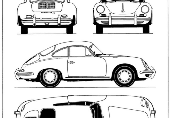 Drawings of the car are Porsche 356C (1964) (Porsche 356C (1964))